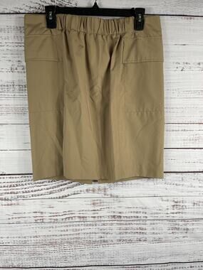 Sinclaire Skirt Women's SZ 12 Camel Khaki Katha Paperbag Midi Career Pockets New